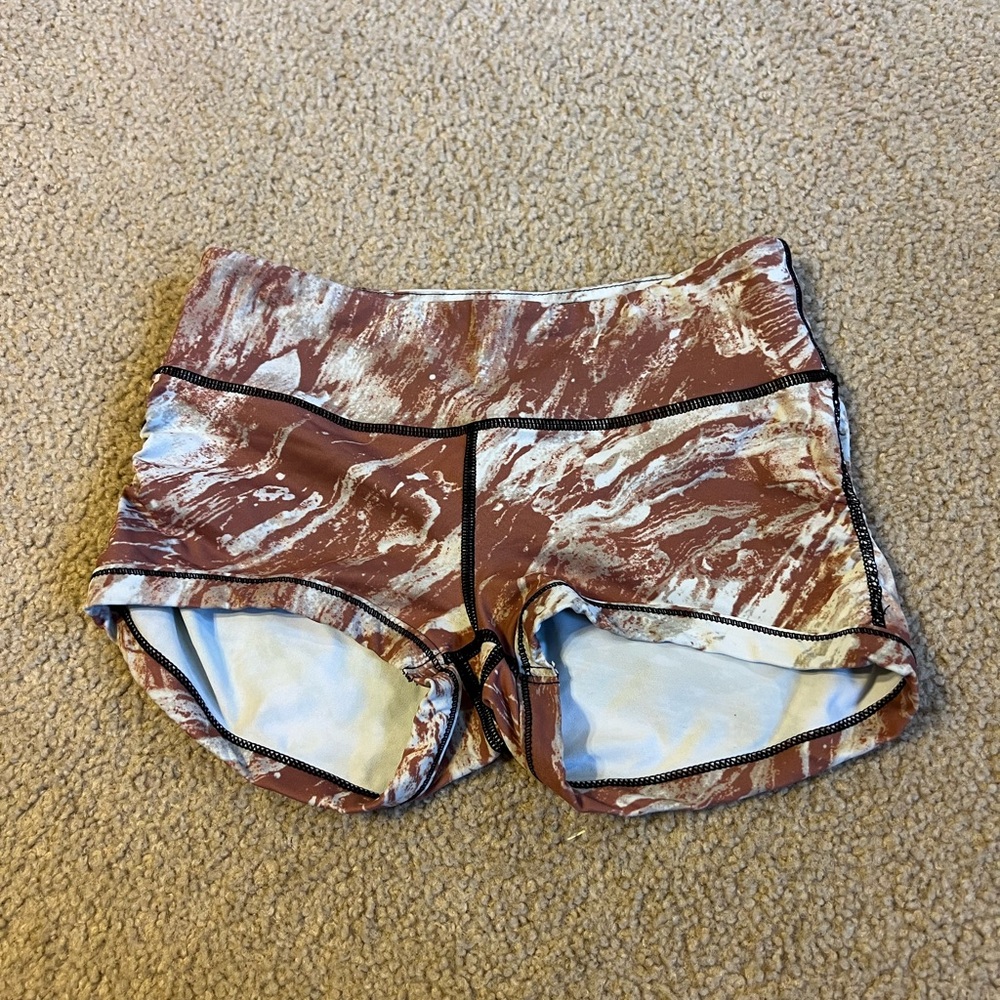 VM Women's Athletic Shorts in Brown and Cream